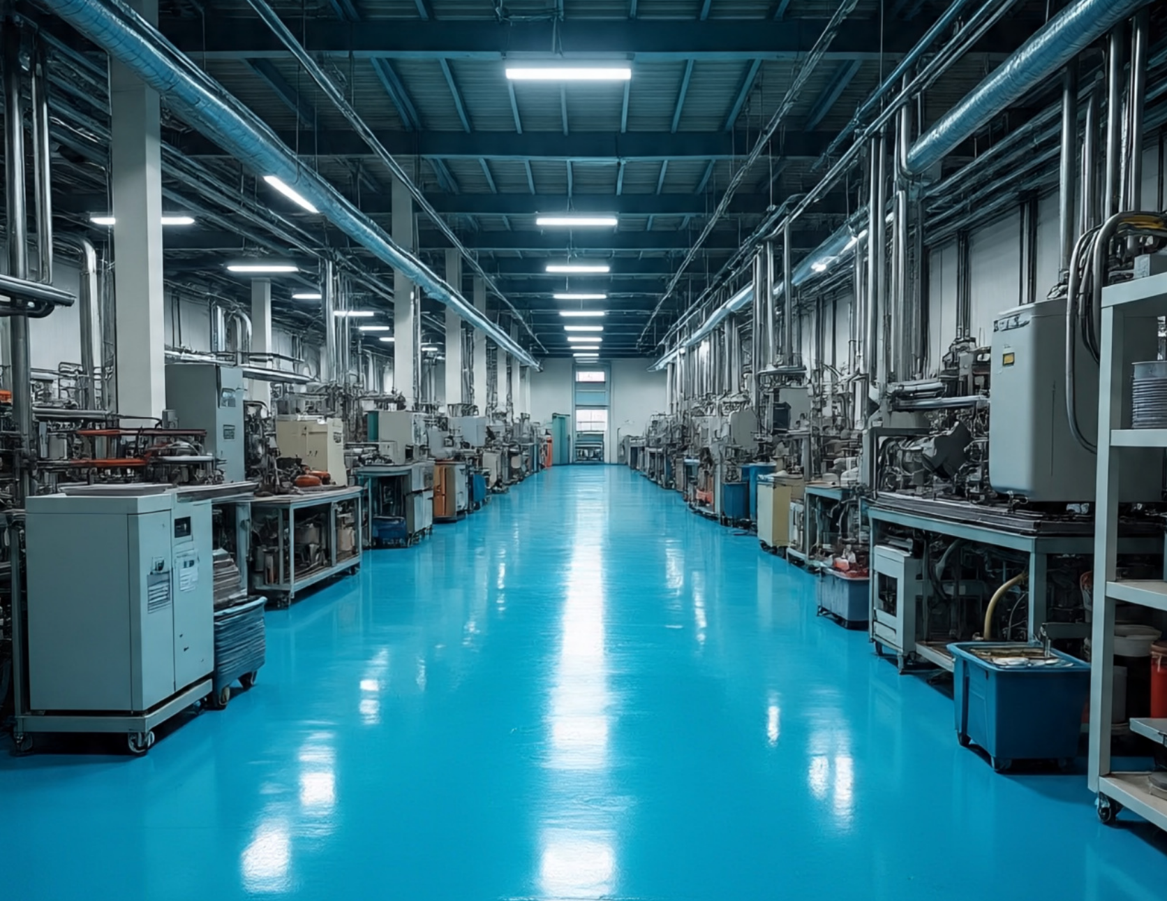 Epoxy flooring in manufacturing unit – seamless, durable, and chemical-resistant floors by MH Corp Hyderabad