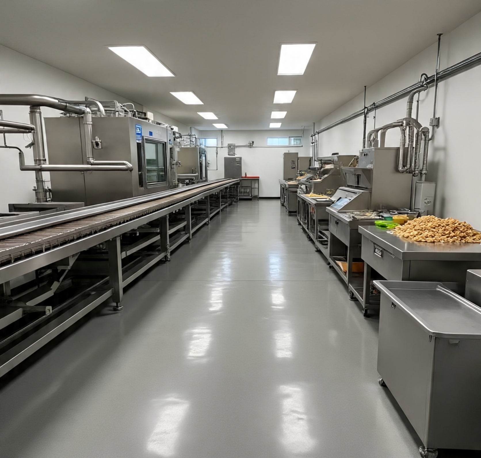 Food processing unit epoxy flooring in Hyderabad – hygienic and durable industrial floors by MH Corp